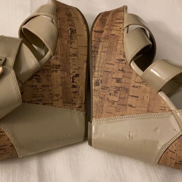 Guess- Wedge/Platform Cork Nude Sandals - Picture 9 of 14